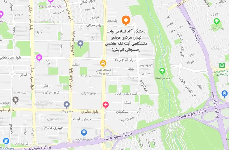 آدرس مجتمع هاشمی رفنسجانی دانشگاه تهران مرکز روی نقشه