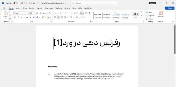 رفرنس دهی در ورد